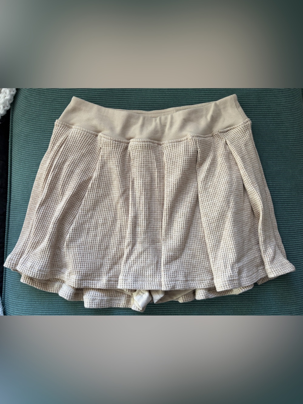 Anthropologie Cream Waffle Pleated Tennis Skirt